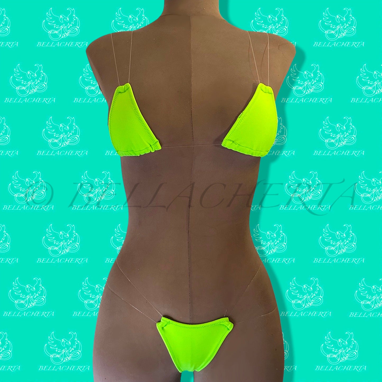 Extreme Bare-Back G-string T-string Micro Thong Bikini Swimsuit, Halterneck Top, tri top, exotic dancewear