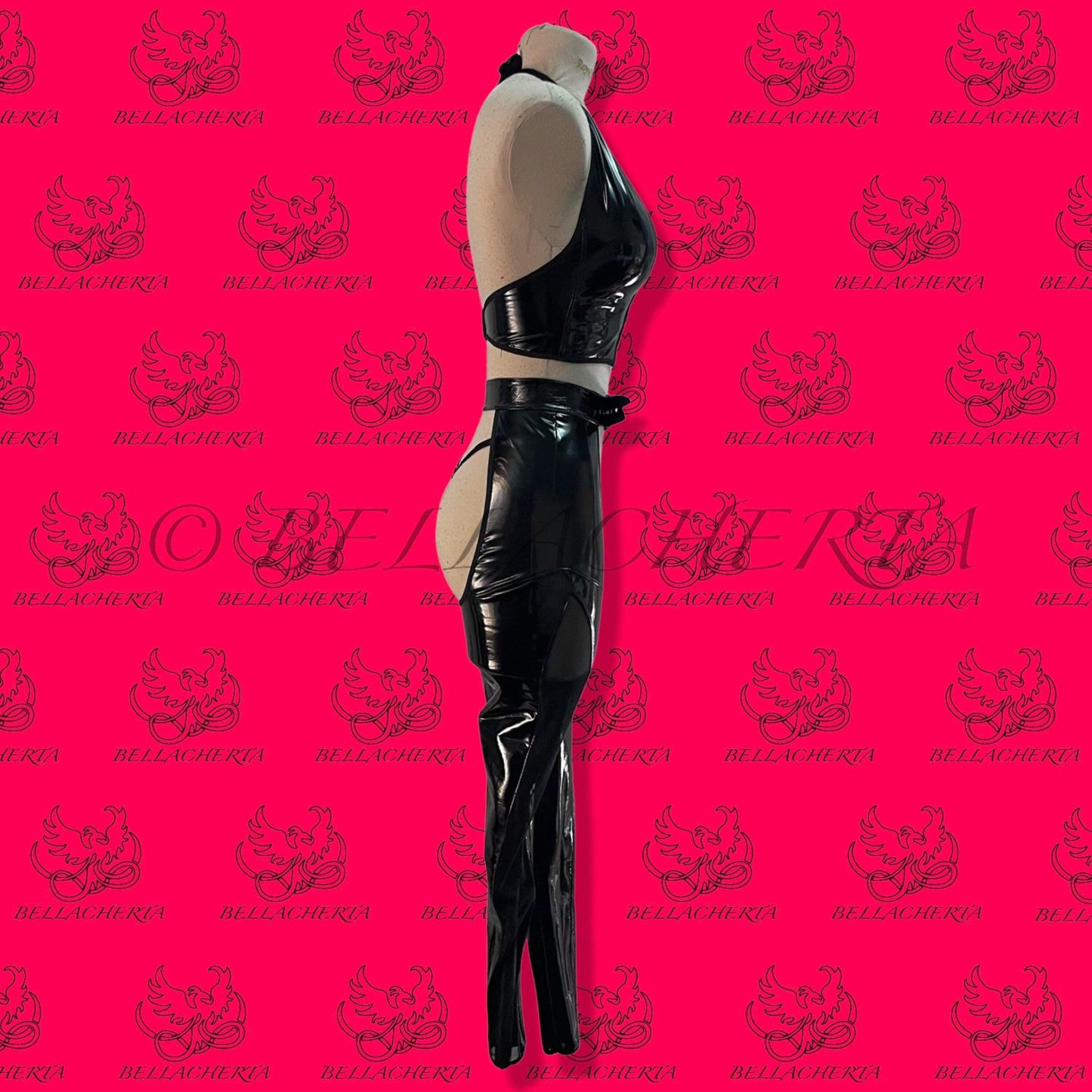 Shiny Sexy Cosplay Artificial Leather 3-piece Suit with matching Thong