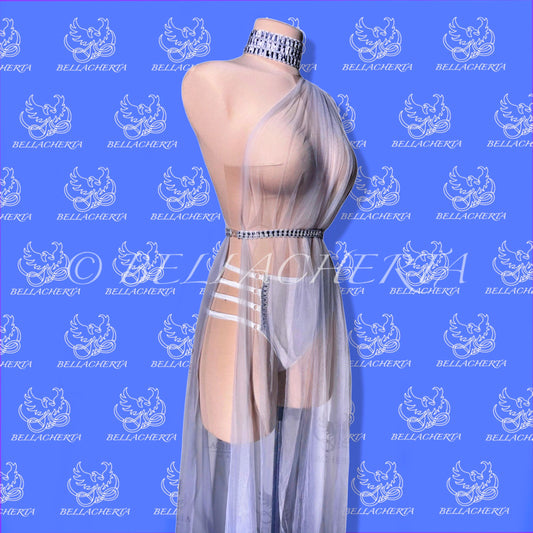 Transparent Ancient Greek or Roman Tunic with Matching Panty, Belt and Choker. Everyday or Halloween Lingerie Set