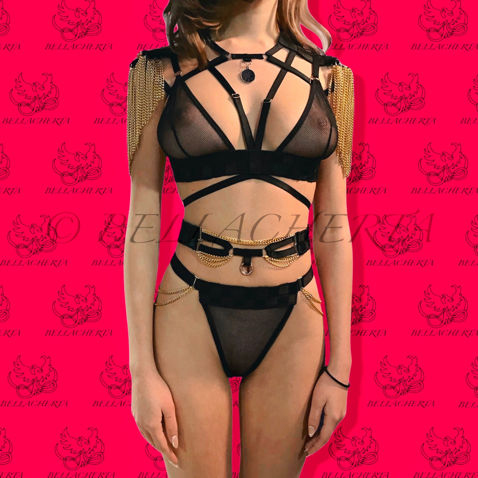 Chainlink and Mesh Lingerie Set Role-Playing Halloween