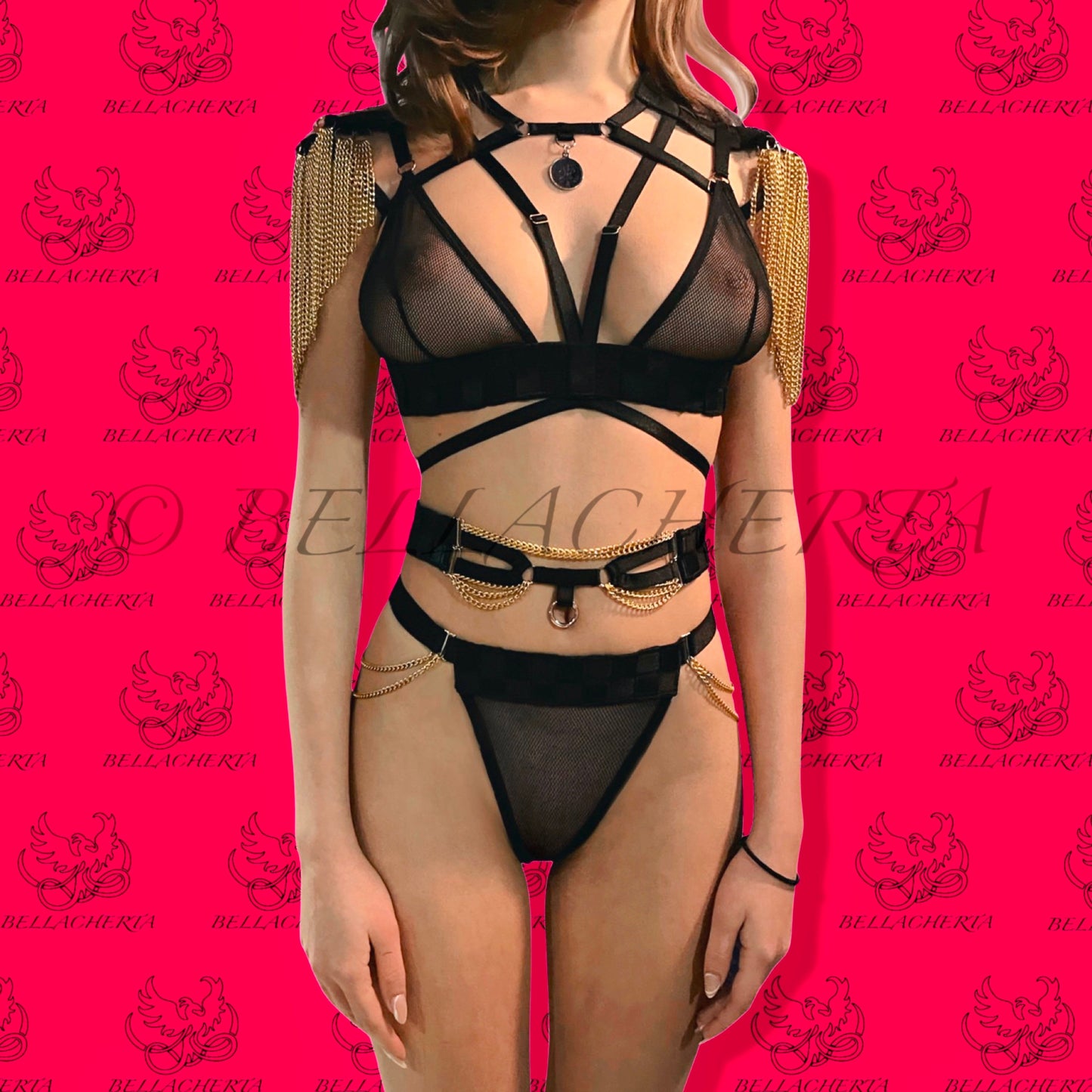 Chainlink and Mesh Lingerie Set