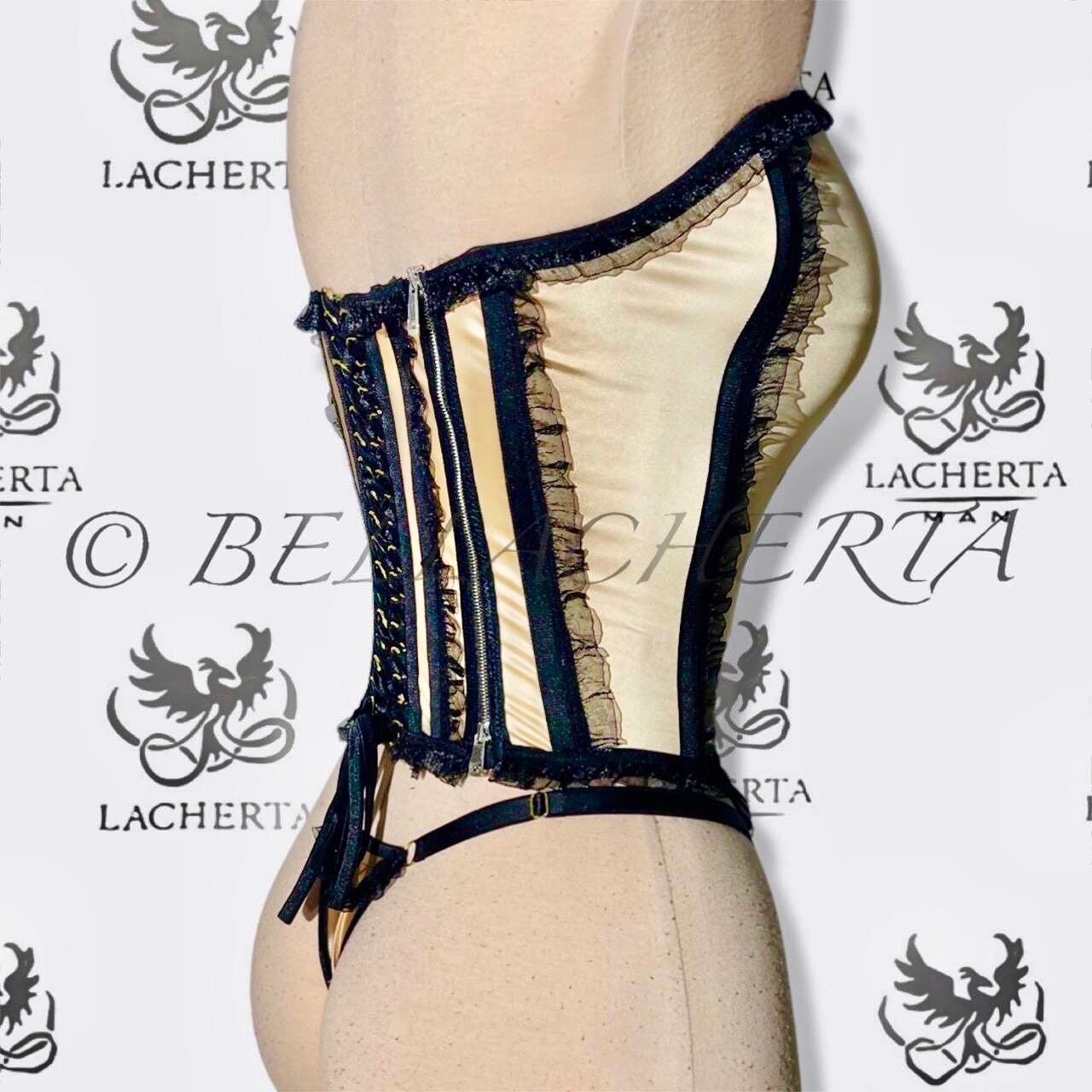 Back-tie Corset With Matching Long Sleeves and Panty