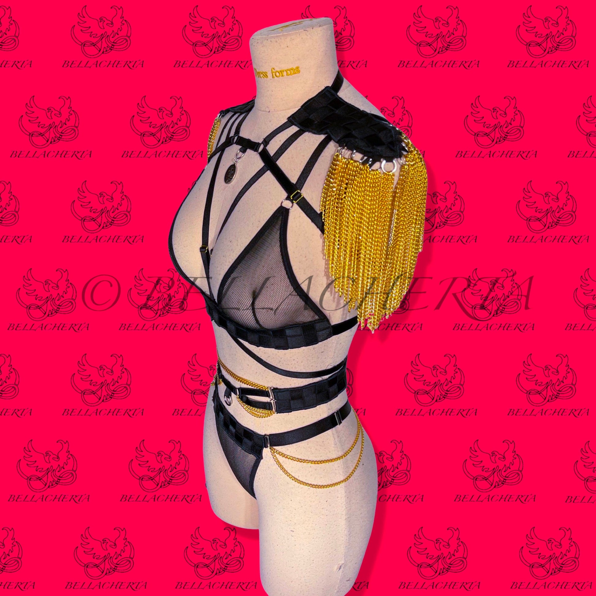 Chainlink and Mesh Lingerie Set Role-Playing Halloween