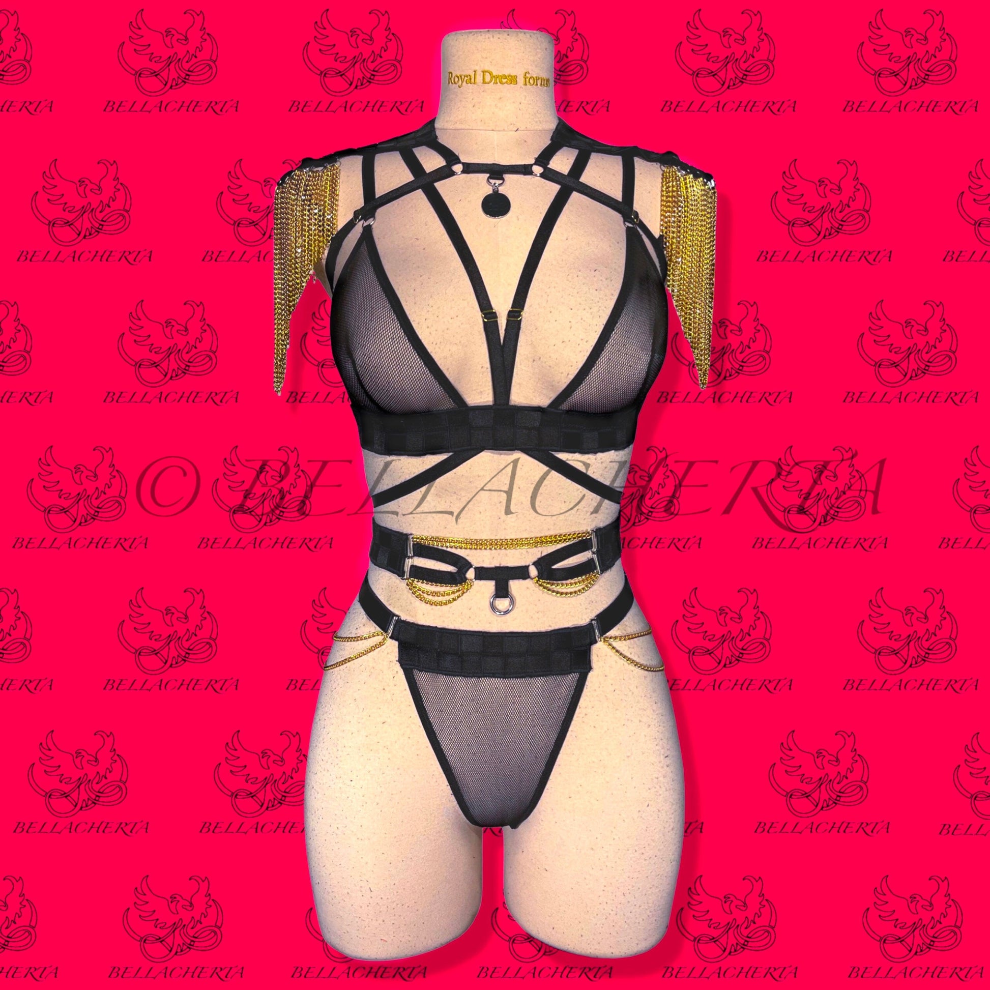 Chainlink and Mesh Lingerie Set Role-Playing Halloween