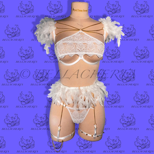 Four-Piece White Wedding Halloween Lingerie set White Dove