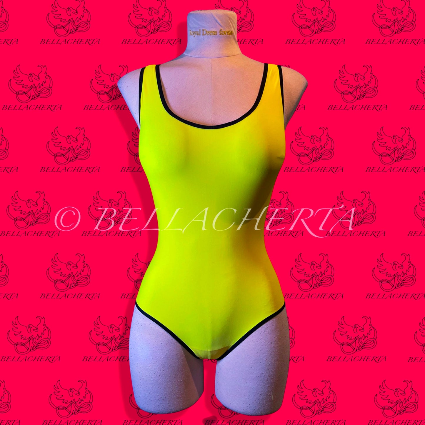 Trim Decorated Neon-bright One-piece Swimsuit