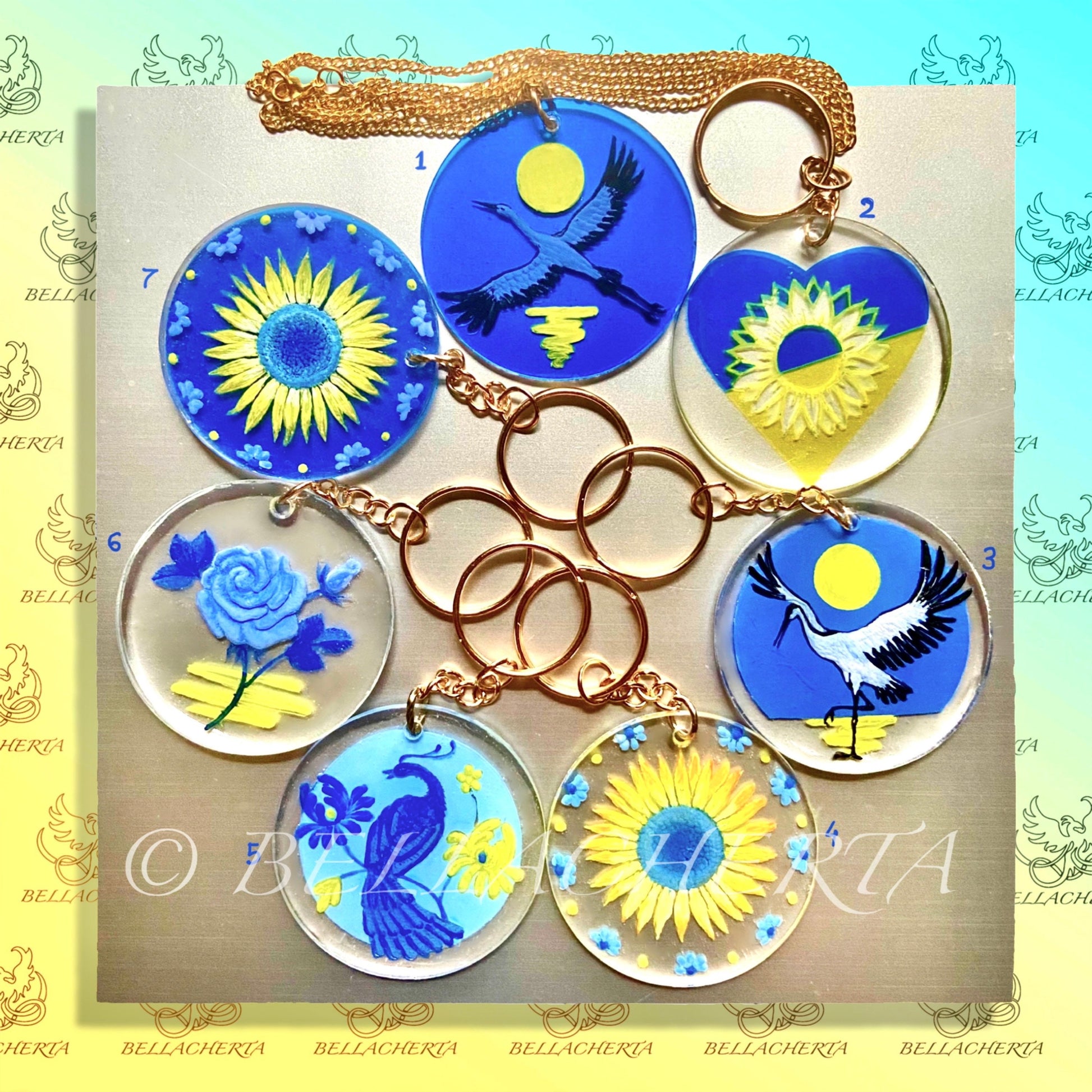 Profits donated to Ukraine. Ukrainian Flag Colors Pendants For Necklaces And Keychains