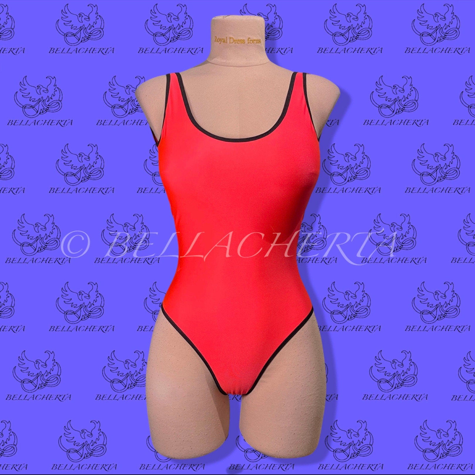 Trim Decorated Neon-bright One-piece Swimsuit