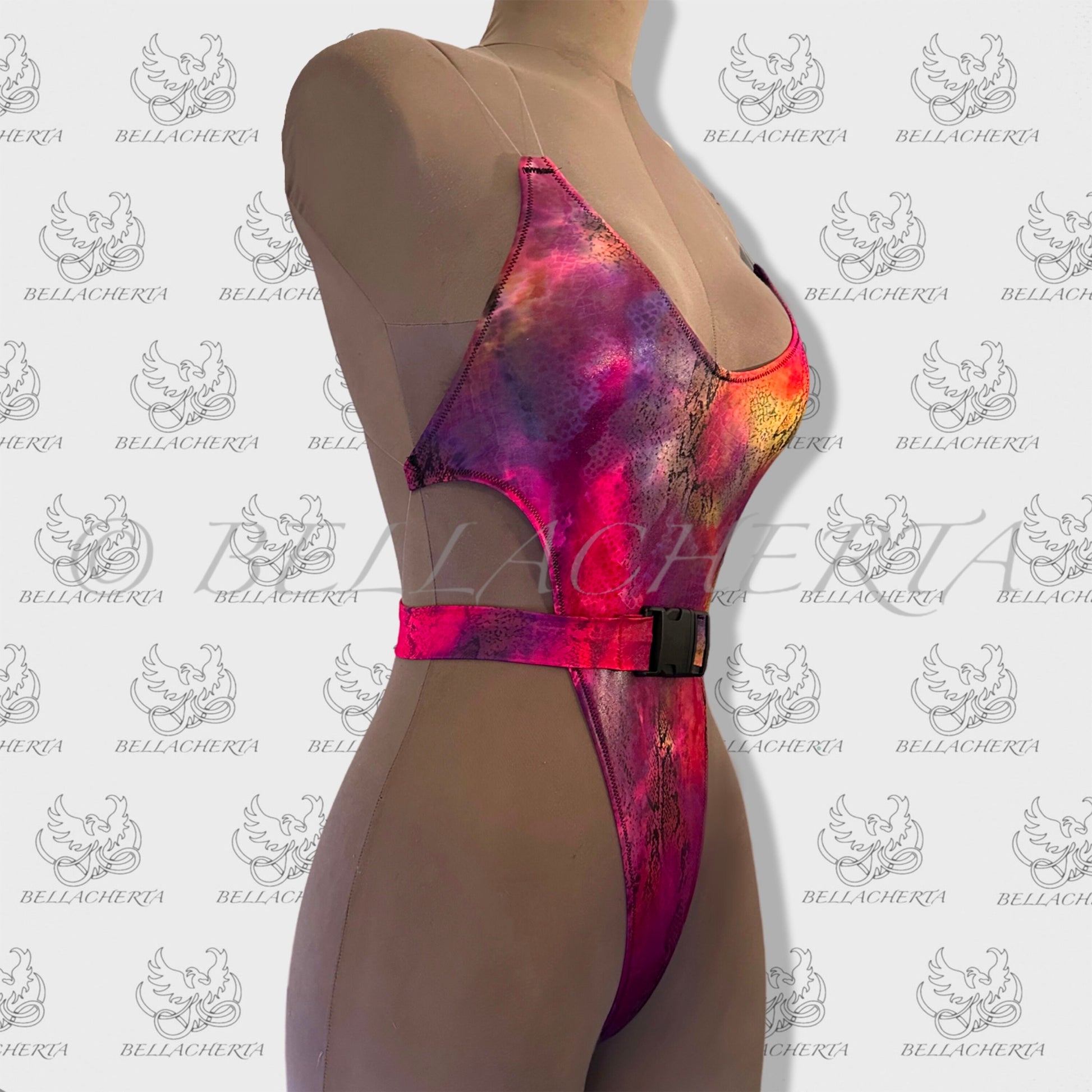 Extreme Bare Back One-piece Swimsuit, G-string T-String bottom, exotic dancewear, Carnival Monday Wear