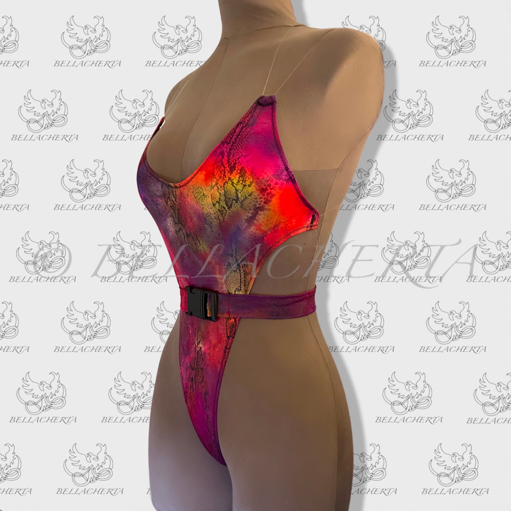 Extreme Bare Back One-piece Swimsuit, G-string T-String bottom, exotic dancewear, Carnival Monday Wear