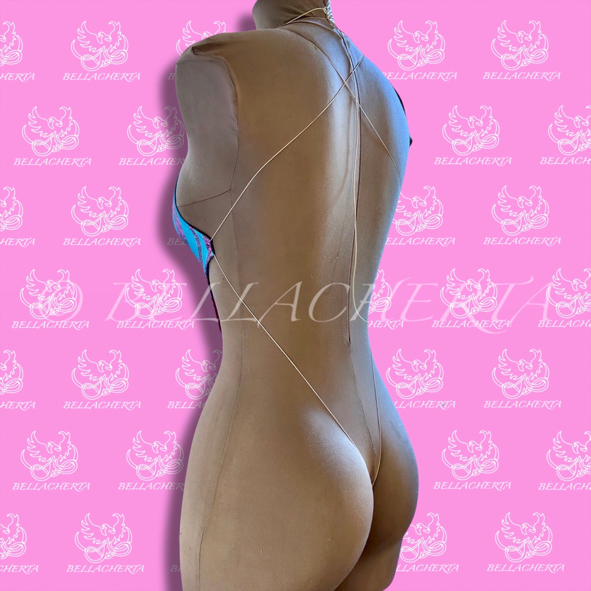 Extreme Bare Back One-piece Swimsuit, G-string T-String bottom, exotic dancewear