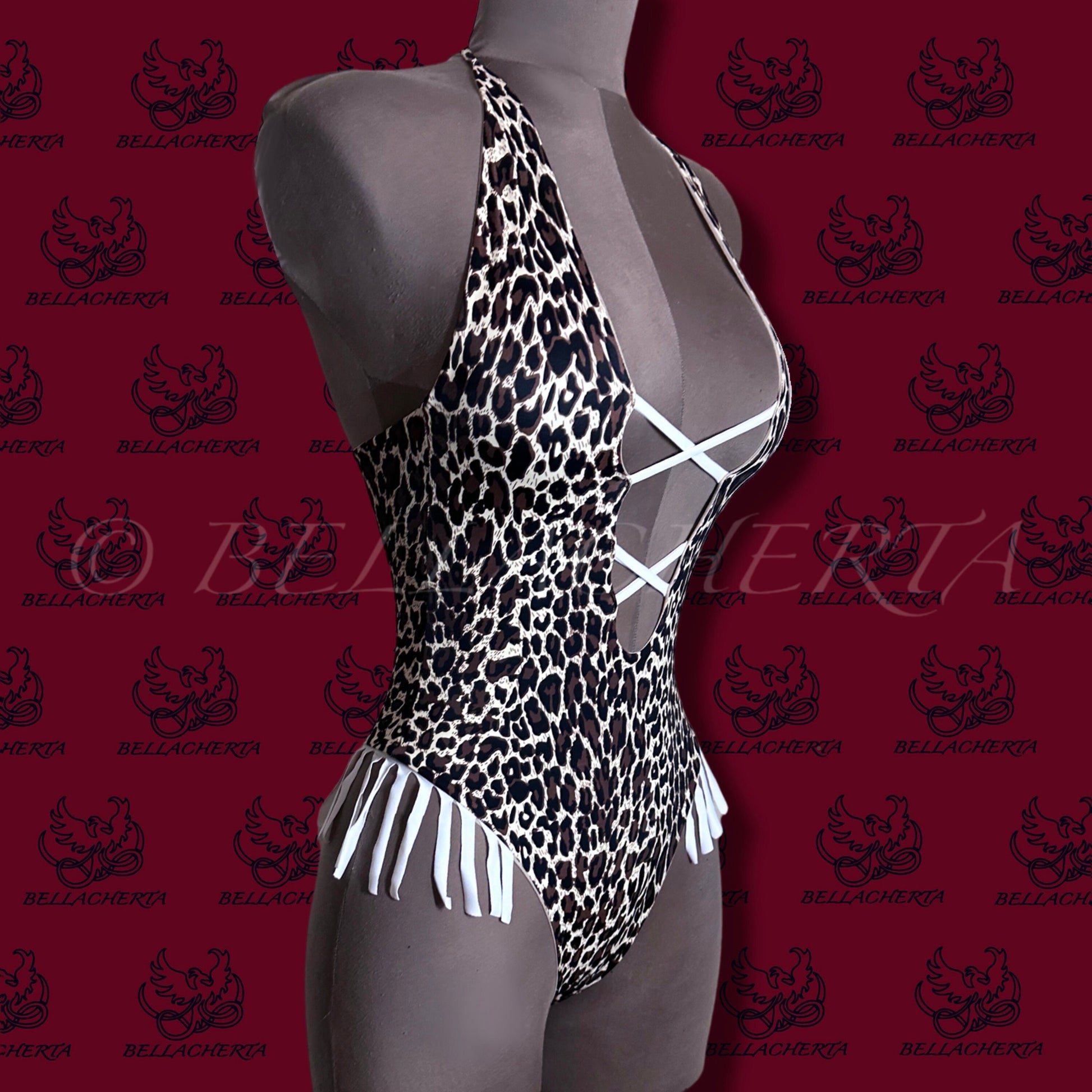 Leopard Print Deep Plunging Classic One-piece Swimsuit