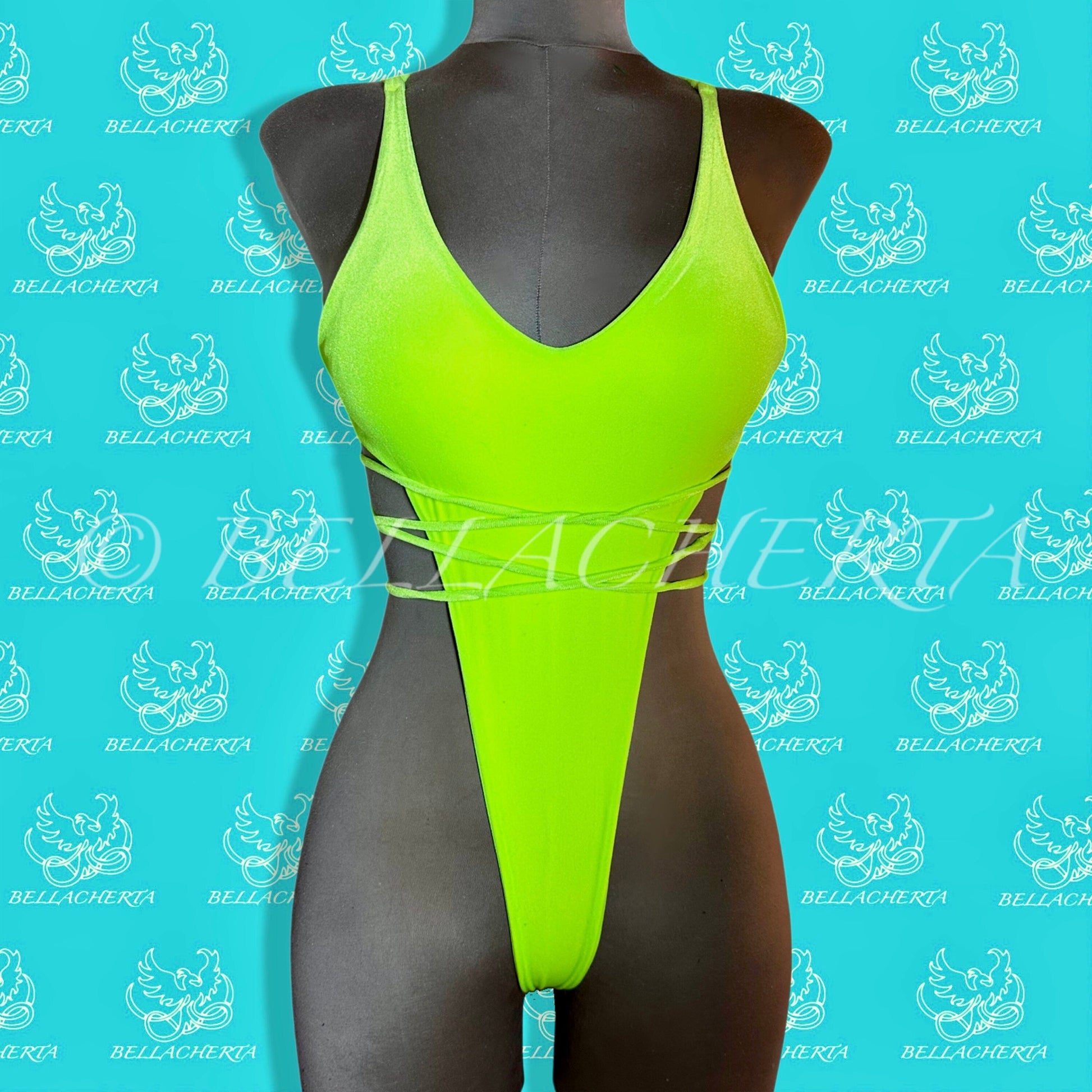 Extreme Bare Back One-piece Swimsuit, G-string T-String bottom, exotic dancewear