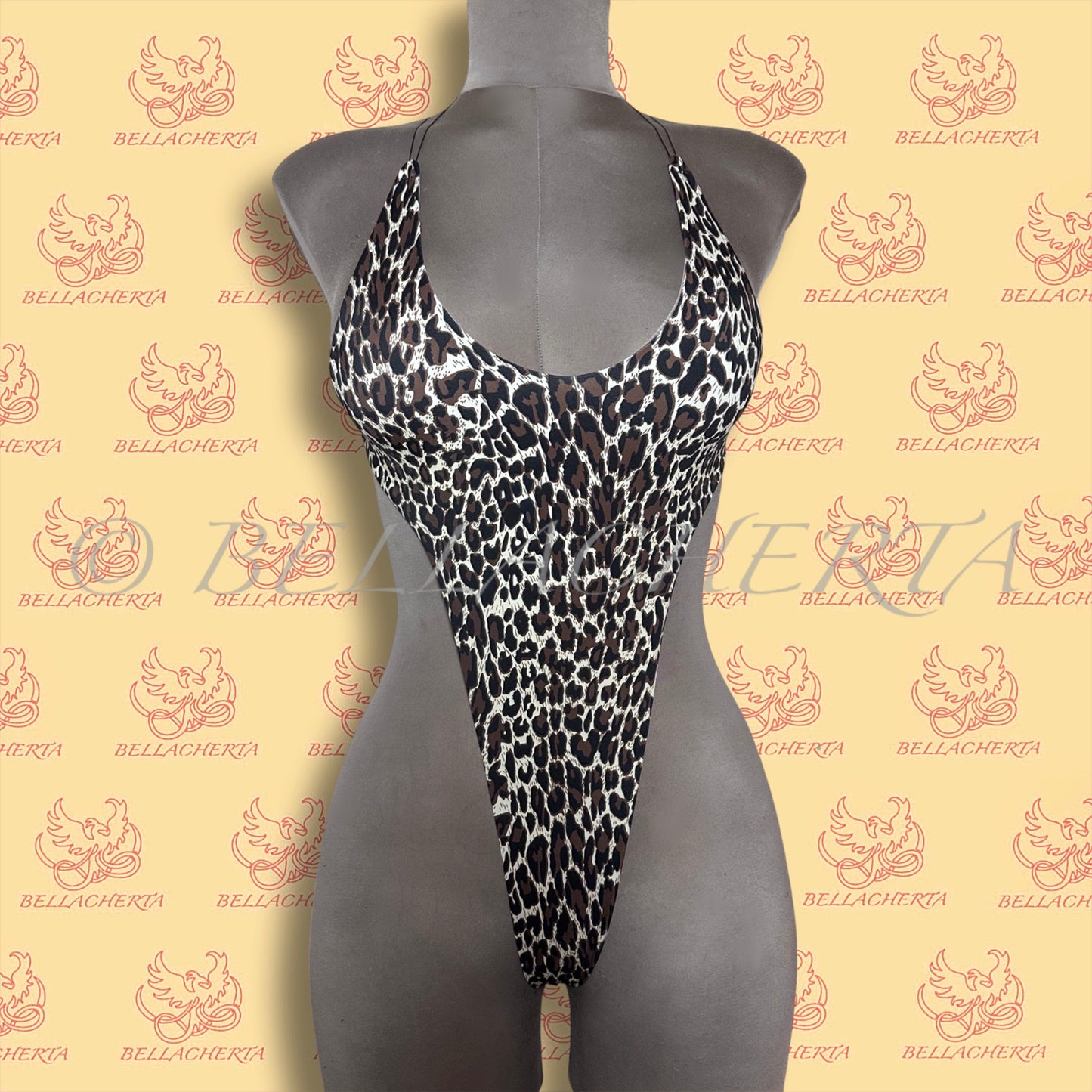 Extreme Bare Back One-piece Swimsuit, G-string T-String Bottom, Exotic Dancewear, Animal Print, Cheetah