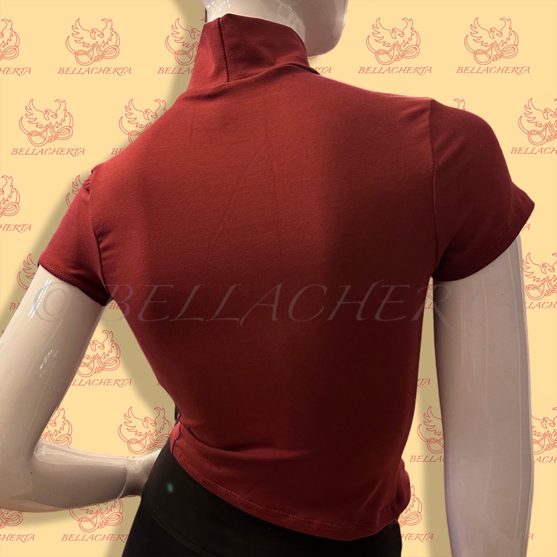 Short Sleeved Fitted Turtleneck Shirt.