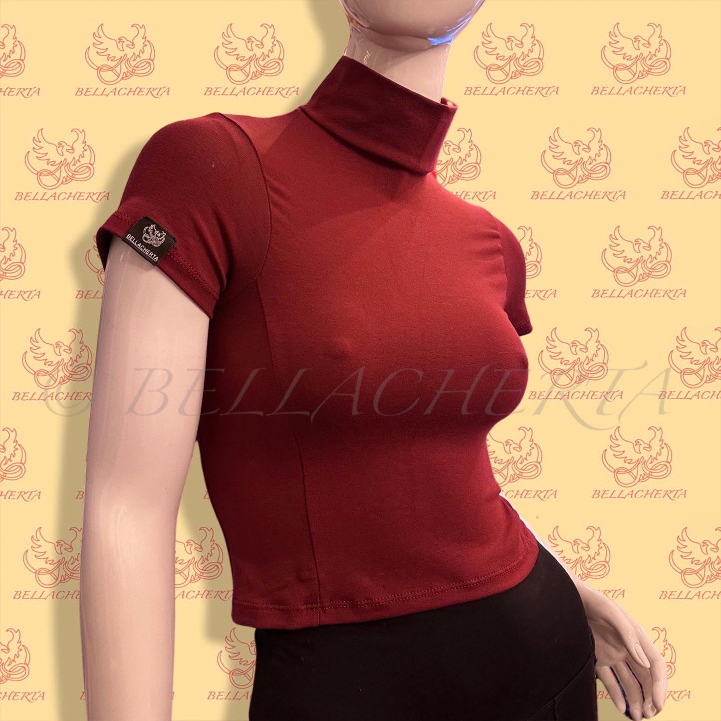 Short Sleeved Fitted Turtleneck Shirt.