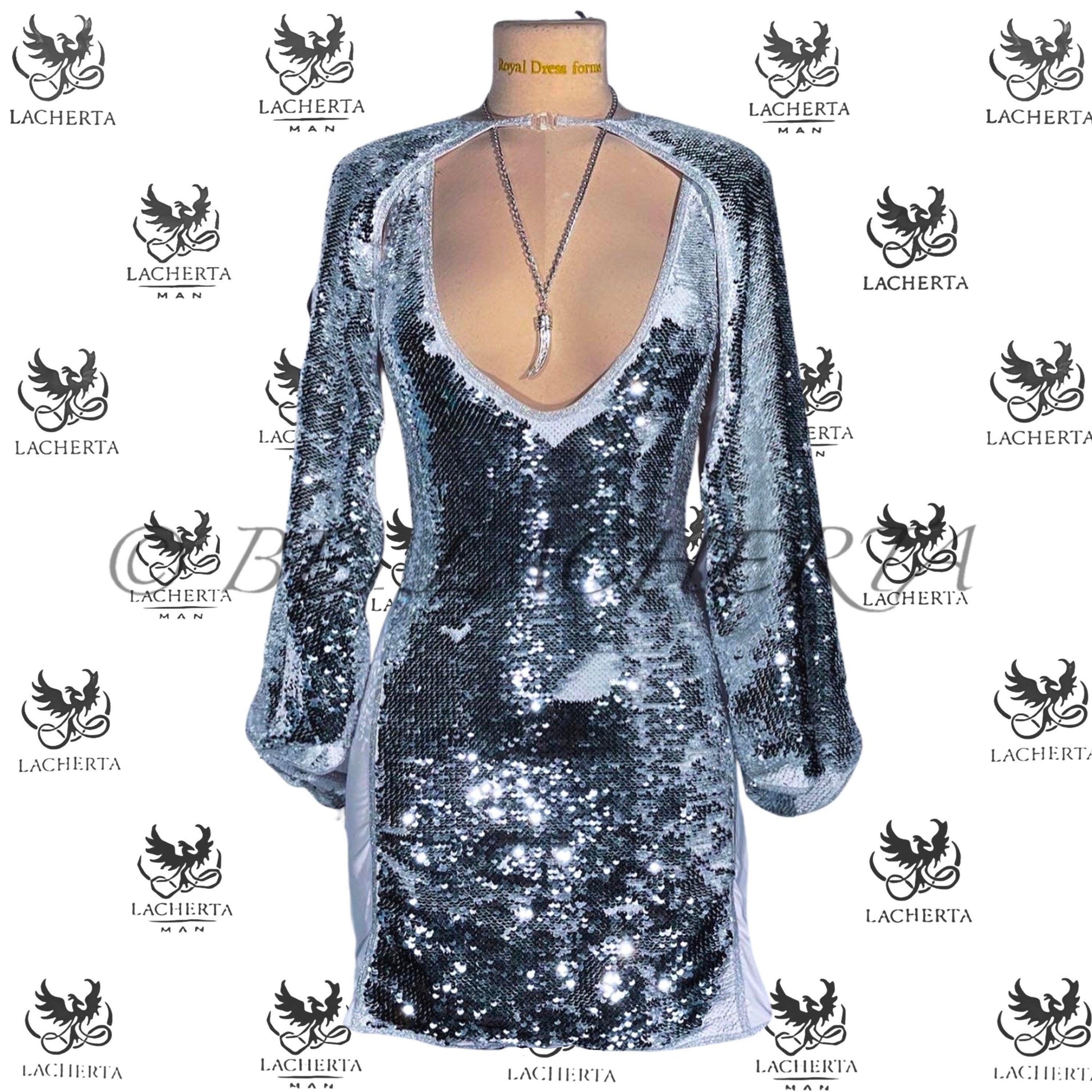 Sequin Mini Dress With Cape-shaped Sleeves