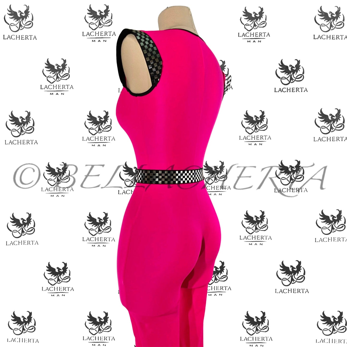 Lace Up Neon Color Jumpsuit with Matching Belt